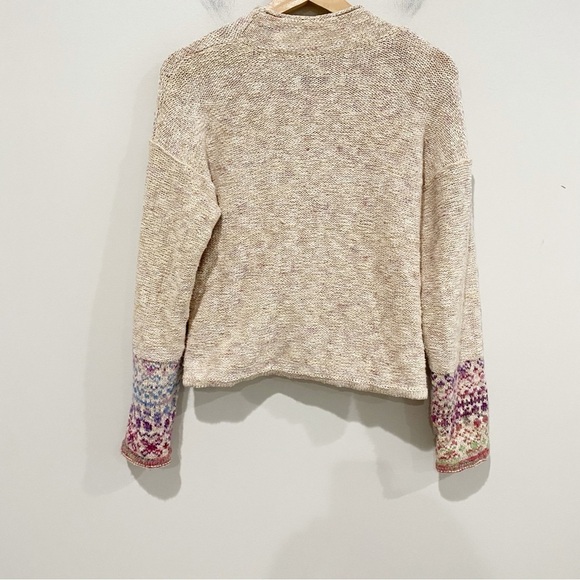 ANTHRO Pilcro Drew Surplice Sweater Faux Wrap Fair Isle Boho Cabincore Size XS - Picture 7 of 12